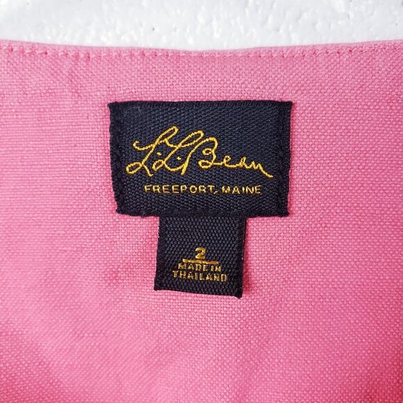 L.L. Bean Cotton Linen A-Line Sleeveless Dress Pink Size 2 Button Front - Picture 5 of 6